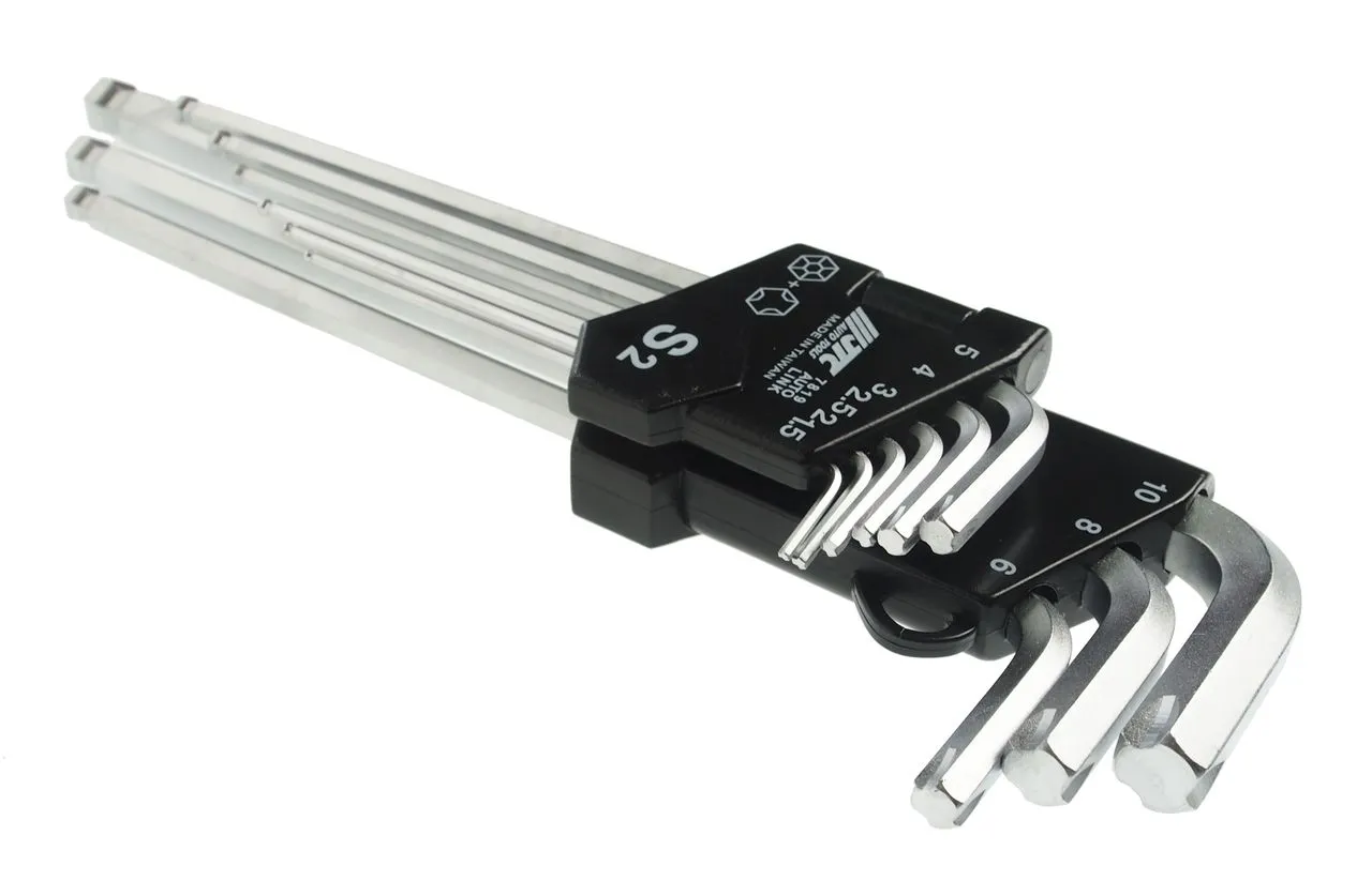 Набор ключей шестигранных удлиненных с шаром для поврежденного крепежа 9 предметов JTC купить