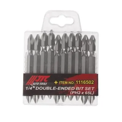 Набор бит 1/4" PHILIPS PH2 двусторонних удлиненных 10 предметов в боксе JTC