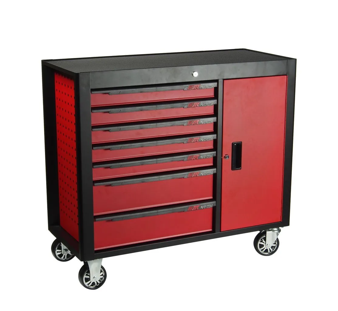 Тележка инструментальная 7 секций красная на колесах с боковым ящиком JTC купить