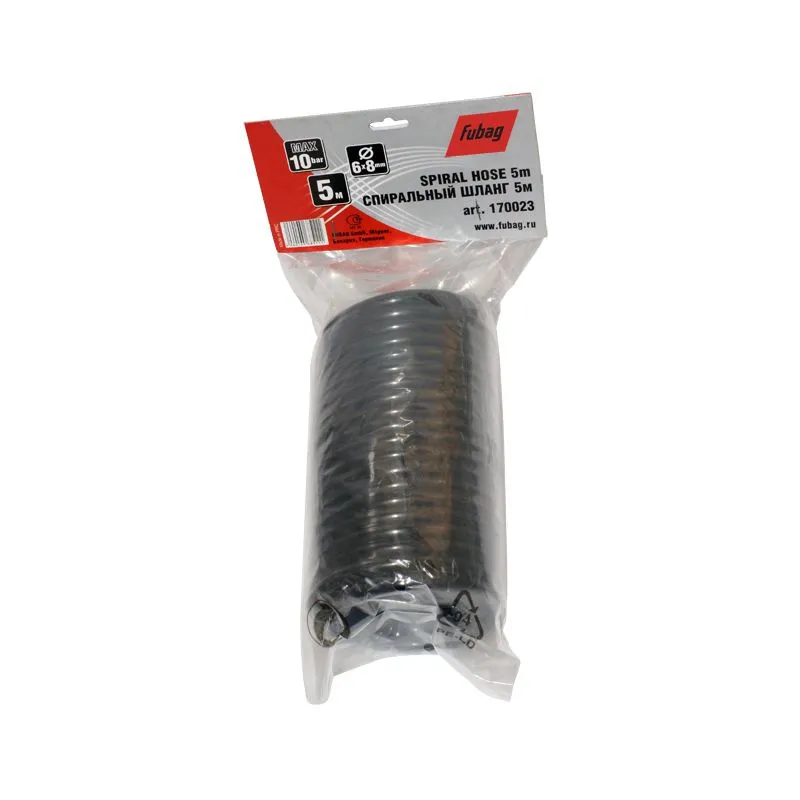 FUBAG Шланг спиральный с фитингами рапид, нейлон, 10бар, 6x8мм, 5м