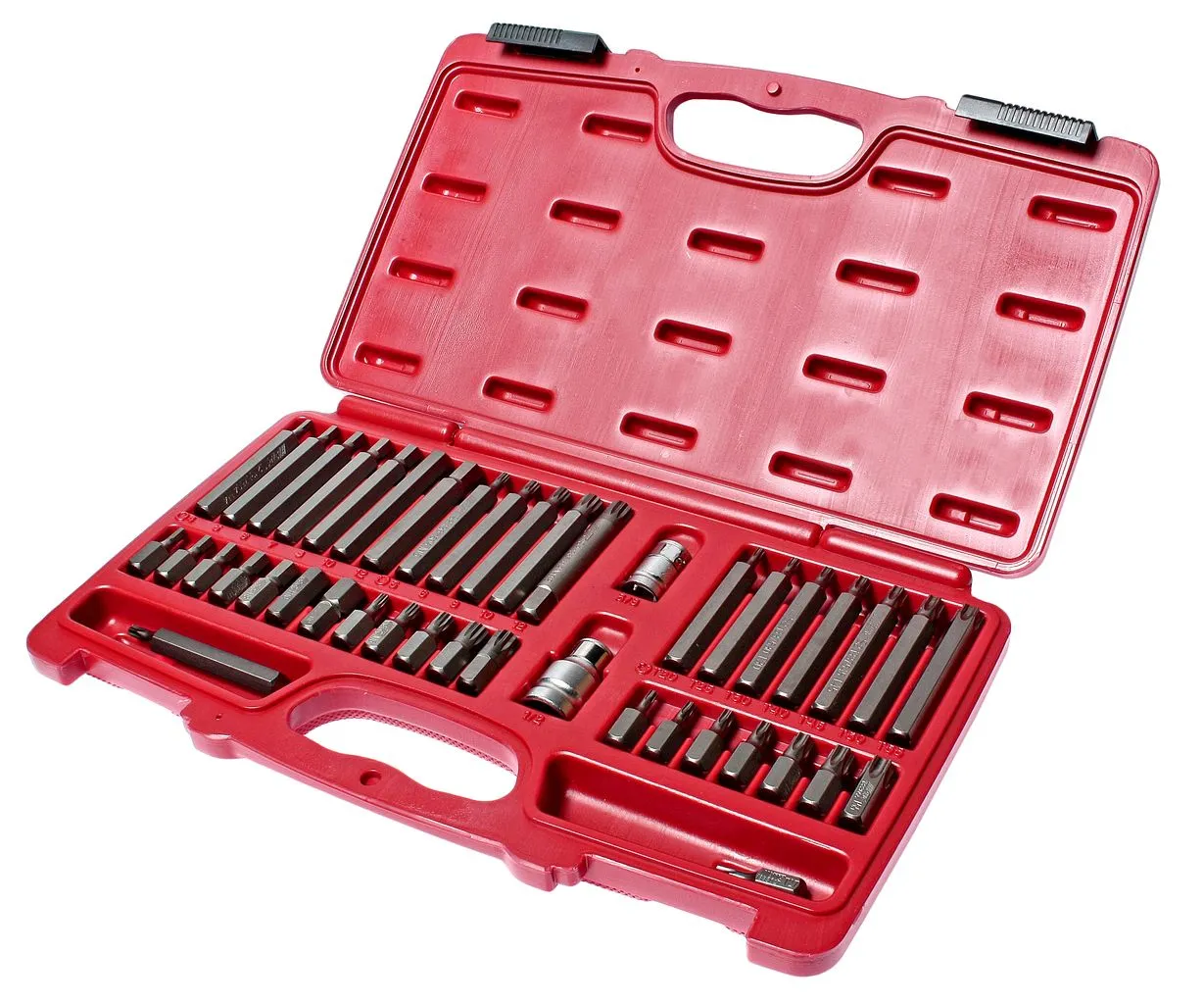 Набор бит 1/2" 3/8" HEX, TORX, SPLINE 6-ти гранных 2 держателя 42 предмета в кейсе JTC купить
