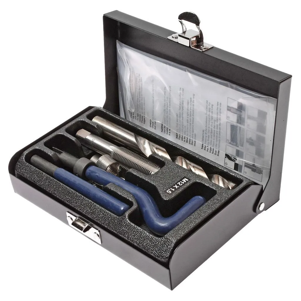 Набор инструментов для восстановления резьбы (вставки М12х1.5, L=16.3мм, 10шт.) 14 предметов JTC купить