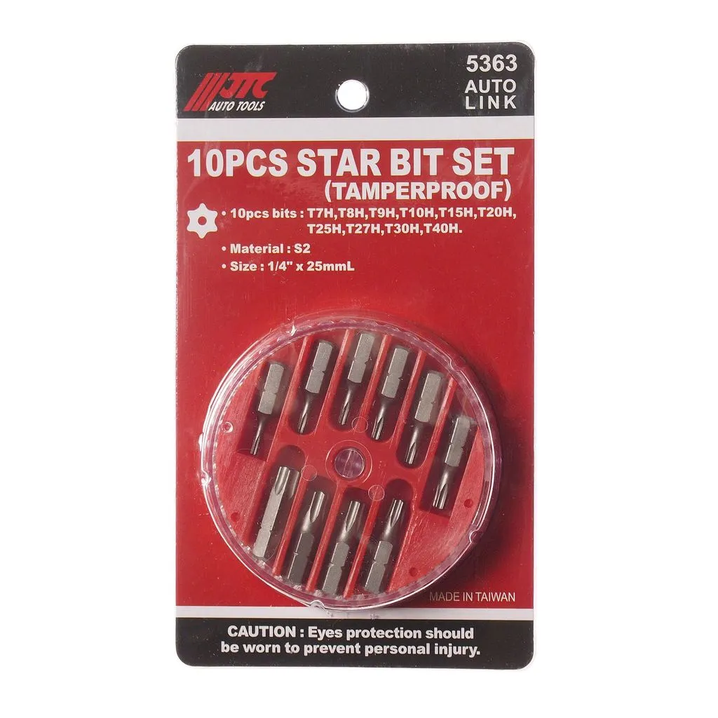 Набор бит 1/4" TORX T7H-T40H с отверстием 10 предметов в кейсе JTC купить
