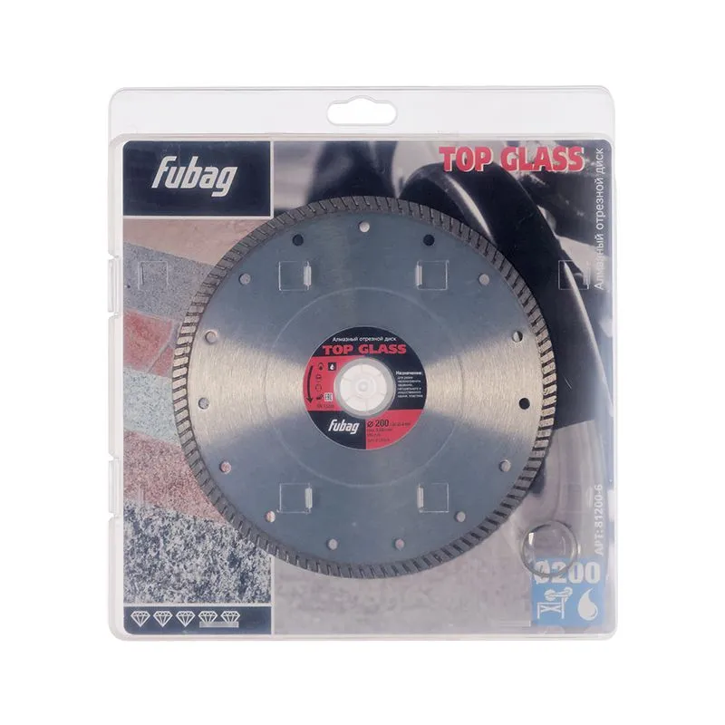 FUBAG Алмазный отрезной диск для керамогранита Top Glass D200 мм/ 30-25.4 мм